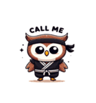 かわいい忍者のフクロウのスタンプ 001（個別スタンプ：40）