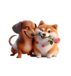 ダックスフント ＆ 柴犬 - 愛のハグ（個別スタンプ：2）