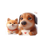 ダックスフント ＆ 柴犬 - 愛のハグ（個別スタンプ：3）
