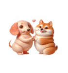 ダックスフント ＆ 柴犬 - 愛のハグ（個別スタンプ：4）