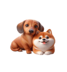 ダックスフント ＆ 柴犬 - 愛のハグ（個別スタンプ：5）