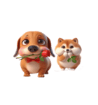 ダックスフント ＆ 柴犬 - 愛のハグ（個別スタンプ：7）