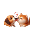 ダックスフント ＆ 柴犬 - 愛のハグ（個別スタンプ：8）