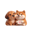ダックスフント ＆ 柴犬 - 愛のハグ（個別スタンプ：10）