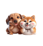 ダックスフント ＆ 柴犬 - 愛のハグ（個別スタンプ：11）