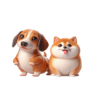 ダックスフント ＆ 柴犬 - 愛のハグ（個別スタンプ：23）