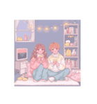 かわいい イラストの女の子 カップル（個別スタンプ：2）