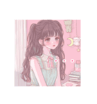 かわいい イラストの女の子 カップル（個別スタンプ：3）
