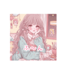 かわいい イラストの女の子 カップル（個別スタンプ：4）