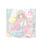 かわいい イラストの女の子 カップル（個別スタンプ：6）