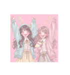 かわいい イラストの女の子 カップル（個別スタンプ：7）