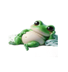 まんじゅうカエル 疲れ果てて倒れる（個別スタンプ：4）