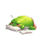 まんじゅうカエル 疲れ果てて倒れる（個別スタンプ：16）