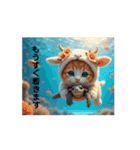 Cute Cats 【ネコヤギ．海・月...】（個別スタンプ：4）