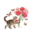 母の日に花を贈るねこ♡感謝カーネーション（個別スタンプ：1）