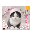 可愛いハチワレ猫 春を感じる思いやり（個別スタンプ：18）