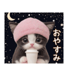 可愛いハチワレ猫 春を感じる思いやり（個別スタンプ：32）