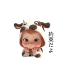 わがまま赤ちゃん_牛の着ぐるみ（個別スタンプ：19）