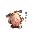 わがまま赤ちゃん_牛の着ぐるみ（個別スタンプ：21）