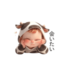 わがまま赤ちゃん_牛の着ぐるみ（個別スタンプ：25）