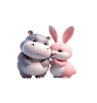 ぽっちゃりカバとピンクうさぎの愛の告白（個別スタンプ：1）