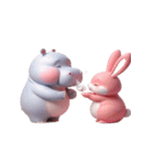 ぽっちゃりカバとピンクうさぎの愛の告白（個別スタンプ：3）