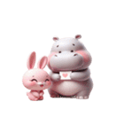 ぽっちゃりカバとピンクうさぎの愛の告白（個別スタンプ：11）