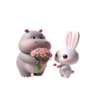 ぽっちゃりカバとピンクうさぎの愛の告白（個別スタンプ：12）