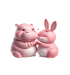 ぽっちゃりカバとピンクうさぎの愛の告白（個別スタンプ：13）
