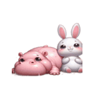 ぽっちゃりカバとピンクうさぎの愛の告白（個別スタンプ：24）