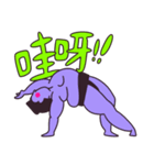 ヨガをするネオンカラーの関脇/簡体中文版（個別スタンプ：28）