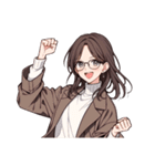 ストレートロングメガネ姉（個別スタンプ：24）