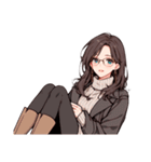 ストレートロングメガネ姉（個別スタンプ：37）