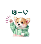 ふわふわコーギー パーカー編（個別スタンプ：6）