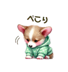 ふわふわコーギー パーカー編（個別スタンプ：9）