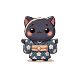 黒猫の花見（個別スタンプ：1）