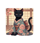 黒猫の花見（個別スタンプ：8）