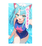 海で遊ぶ水着馬女子BIGスタンプ（個別スタンプ：11）