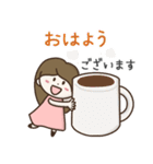 ずっと使える大きい文字のロングヘア女子（個別スタンプ：6）