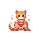 着物姿の茶トラ猫（個別スタンプ：10）