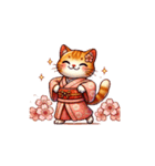 着物姿の茶トラ猫（個別スタンプ：20）
