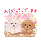 大人かわいい♡いぬと花のスタンプ（個別スタンプ：1）