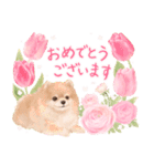 大人かわいい♡いぬと花のスタンプ（個別スタンプ：5）