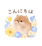 大人かわいい♡いぬと花のスタンプ（個別スタンプ：19）
