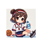 女子バスケットボール部キャラ（個別スタンプ：7）