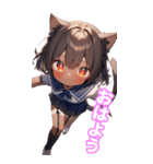 ゆるふわ猫ガールちゃん 水兵コスVer BIG（個別スタンプ：1）
