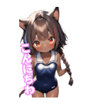 ゆるふわ猫ガールちゃん 水兵コスVer BIG（個別スタンプ：4）