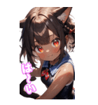ゆるふわ猫ガールちゃん 水兵コスVer BIG（個別スタンプ：10）