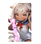 ゆるふわ猫ガールちゃん 水兵コスVer BIG（個別スタンプ：15）