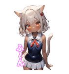 ゆるふわ猫ガールちゃん 水兵コスVer BIG（個別スタンプ：34）